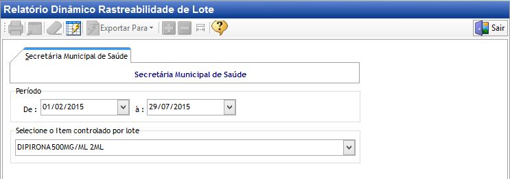 Relatório Dinâmico Rastreabilidade de Lote