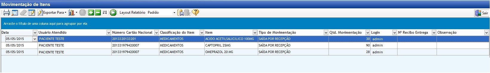 Relatório Dinâmico de Movimentações