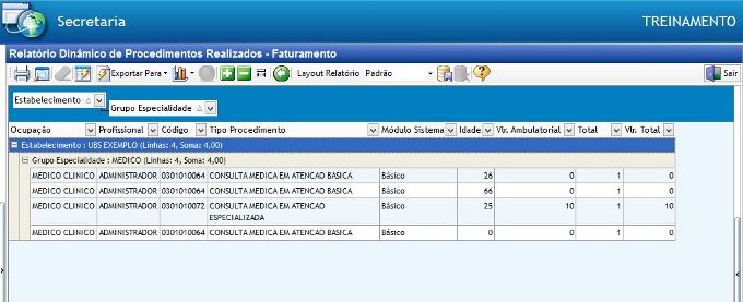 Relatório Dinâmico de Procedimentos Realizados - Faturamento