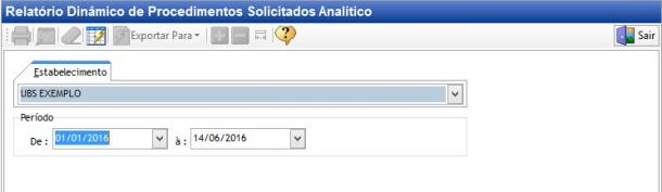 Relatório Dinâmico de Procedimentos Solicitados Analítico