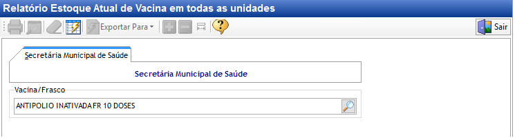 Estoque Atual de Vacina em todas as Unidades