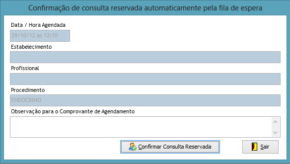 Confirmação de Consulta