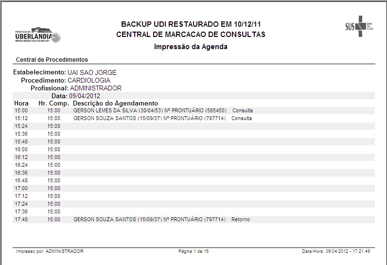 Impressão Agenda