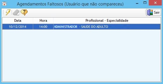 Imagem da Tela de Agendamentos Faltosos