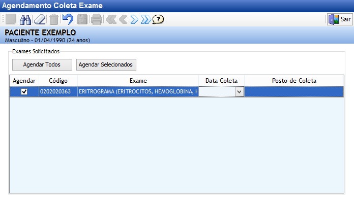 Agendamento de Coleta de Exames