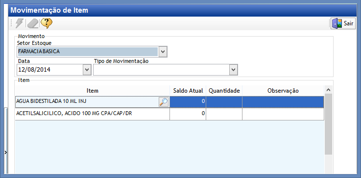 Movimentação Item