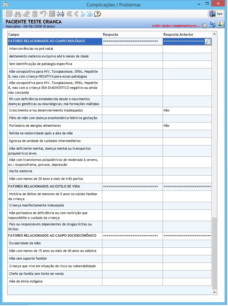 Complicações / Problemas