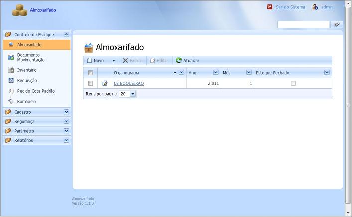 Menu Almoxarifado